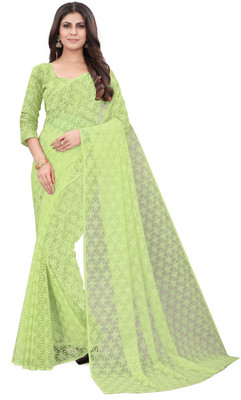 Vidula Self Design Bollywood Net Saree(Light Green)