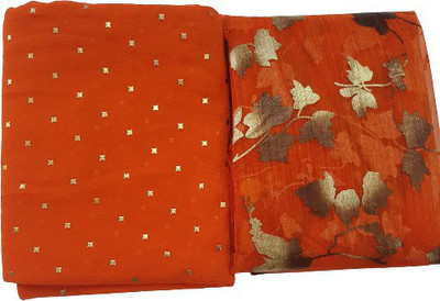 Prutha Fashions Printed Bollywood Chiffon Saree(Orange)