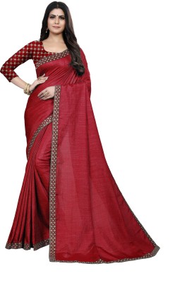 LILAMA FASHION Woven Banarasi Jacquard, Cotton Silk Saree(Red)