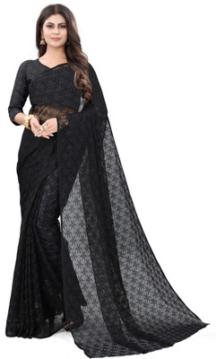 Vidula Self Design Bollywood Net Saree(Black)