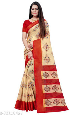 Harshiv Enterprise Printed Daily Wear Cotton Blend Saree(Red)