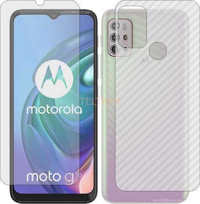 TELTREK Front and Back Screen Guard for MOTOROLA MOTO G10 POWER (Front Matte Finish & Back 3d Carbon Fiber)(Pack of 2)