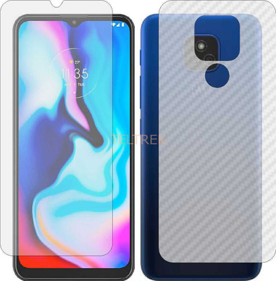 TELTREK Front and Back Screen Guard for MOTOROLA MOTO E7 PLUS (Front Matte Finish & Back 3d Carbon Fiber)(Pack of 2)