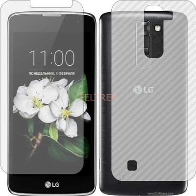 TELTREK Front and Back Screen Guard for LG K7 (Front Matte Finish & Back 3d Carbon Fiber)(Pack of 2)