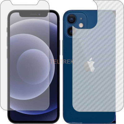 TELTREK Front and Back Screen Guard for IPHONE 12 MINI (Front Matte Finish & Back 3d Carbon Fiber)(Pack of 2)