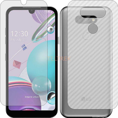 TELTREK Front and Back Screen Guard for LG K31 (Front Matte Finish & Back 3d Carbon Fiber)(Pack of 2)