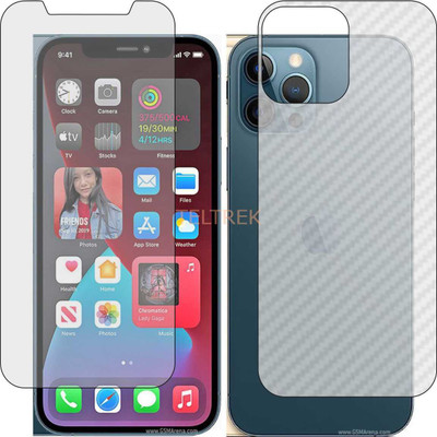 TELTREK Front and Back Screen Guard for APPLE IPHONE 12 PRO MAX (Front Matte Finish & Back 3d Carbon Fiber)(Pack of 2)