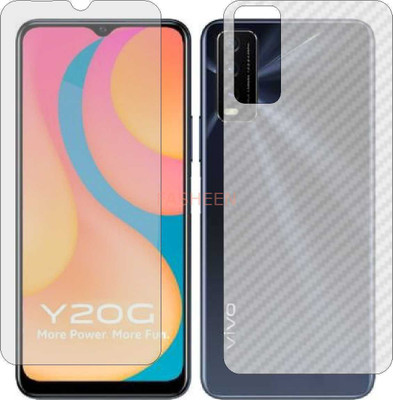 Fasheen Front and Back Tempered Glass for VIVO Y20G (Front Matte Finish & Back 3d Carbon Fiber)(Pack of 2)