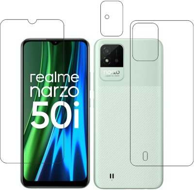 wooden craft Front and Back Tempered Glass for Realme Narzo 50i {Flexible}, RMX3231,RMX3235, Narzo 50i(Pack of 3)