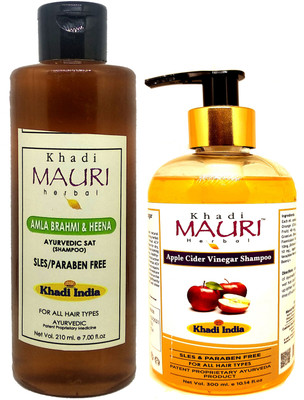 Khadi Mauri Amla Brahmi Heena & Apple Cidar Vinegar Shampoo - Pack Of 2(510 ml)