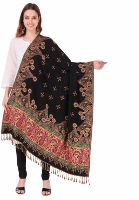 BRAVEZI Polyester Wool Blend Paisley Women Shawl(Black)