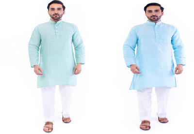 DESHBANDHU KHADI Men Solid Formal Light Blue Shirt(Pack of 2)