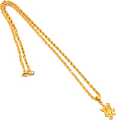 Jewar Mandi Jewar Mandi Lord Hanuman Ji Gold Plated Locket/Pendant with Rope/Rassi Chain Gold-plated Brass Locket