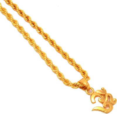 Jewar Mandi JewarHaat Lord Shiva Om Gold Plated Locket/Pendant with Rope/Rassi Chain Gold-plated Brass Locket