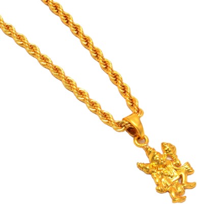 Jewar Mandi JewarHaat Lord Hanuman Ji Gold Plated Locket/Pendant with Rope/Rassi Chain Gold-plated Brass Locket