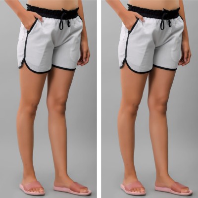 GHK FASHION Solid Women White Dolphin Shorts