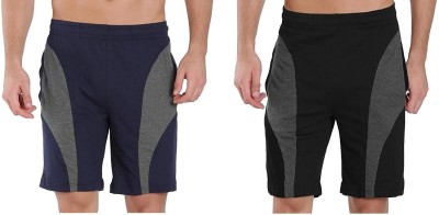 OORA Color Block Men Dark Blue, Black Sports Shorts