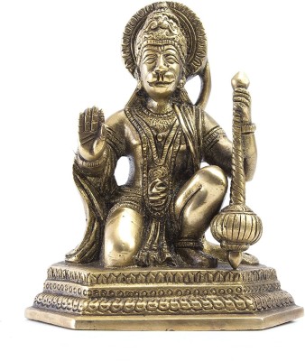 Kuber Handicraft Elegant Brass Lord Hanuman Idol Decorative Showpiece  -  13 cm(Brass, Gold)