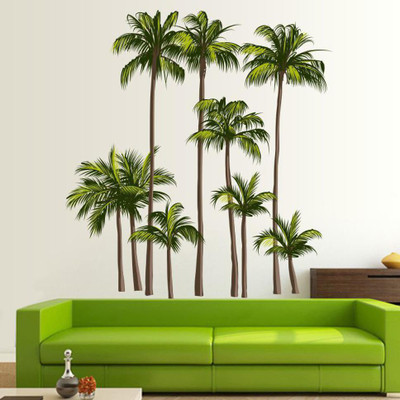 WALLPIK 100 cm Coconut - Tree - Nature - Scenic - Decorative - Wall Sticker - WP103 Self Adhesive Sticker(Pack of 1)
