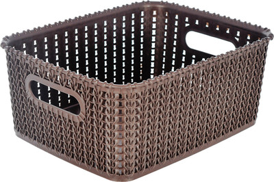 KUBER INDUSTRIES Plastic Multiuses Large M 20 Plastic Tray/Basket/Organizer Without Lid (Brown) Storage Basket(Pack of 1)