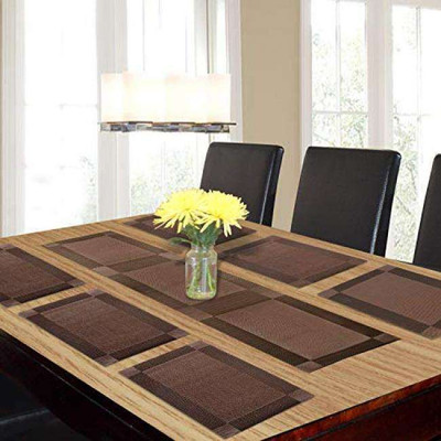 DPA Collection Rectangular Pack of 6 Table Placemat(Brown, PVC)