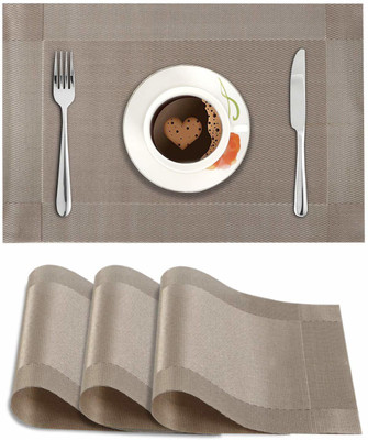 DPA Collection Rectangular Pack of 4 Table Placemat(Brown, PVC)