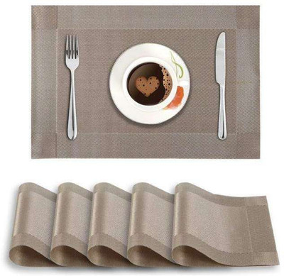 Dakshya Industries Rectangular Pack of 6 Table Placemat(Brown, PVC)