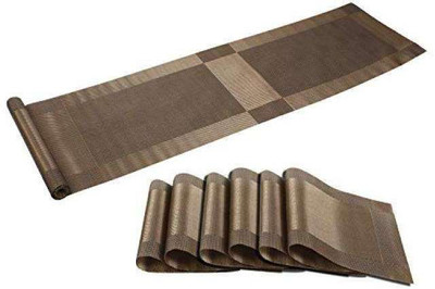 Dakshya Industries Rectangular Pack of 7 Table Placemat(Brown, PVC)