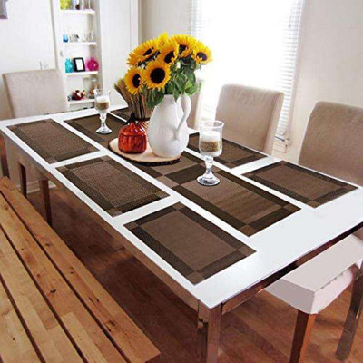 DPA Collection Rectangular Pack of 6 Table Placemat(Brown, PVC)