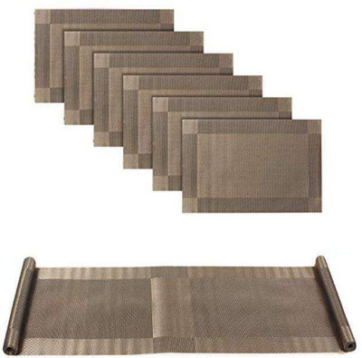 Dakshya Industries Rectangular Pack of 7 Table Placemat(Brown, PVC)