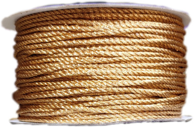LOOPZE TWISTED CORD Golden Twisted cord (2 mm), Best usually as blouse dori and other craft material Thread(15 m Pack of1)