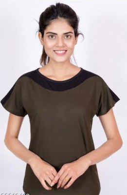 RYTE STYLE Casual Self Design Women Brown, Black Top