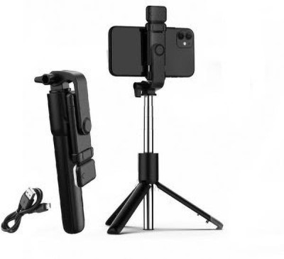 HIFY R1S Selfie stick tripod|| with wireless bluetooth remote Compatible with all smart phone||360 degree tripod|| Foldable triopod|| Mobile Tripod|| selfie stick tripod|| Extendable tripod||Three-Dimensional Head & Quick Release Plate Tripod Tripod(silver black, Supports Up to 400 g)