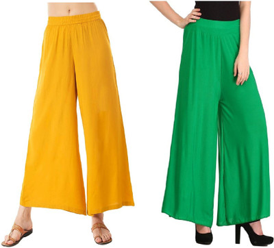 MyTrendzs Relaxed Women Yellow, Green Trousers