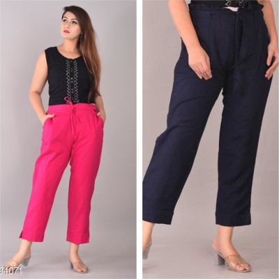 GHK FASHION Regular Fit Women Pink, Blue Trousers