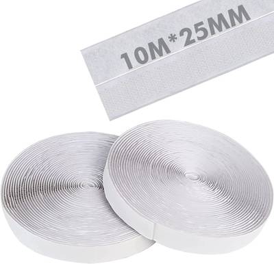 Lifekrafts Self Adhesive Hook & Loop Tapes White (10M Hook+10M Loop) 25mm width to Organize Stationaries, Arts & Crafts Projects, Photo Frame, etc. Sticky Back Strong Glue, Back Mounting Fastener Tape. Stick-on Velcro