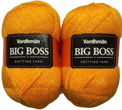 NTGS Vardhman BigBoss Wool Soft Fingering Hand Knitting Dyed Yellow Wool Crochet Hook Yarn (400 g) Shade no.19