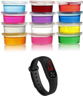 imtion 2 in 1 ( Led Digital Band watch + 2 Pcs crystal slime jelly any colour ) Birthday return gift for kids toys imtion 2 in 1 ( Led Digital Band watch + 2 Pcs crystal slime jelly any colour ) Birthday return gift for kids toys