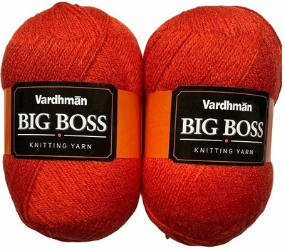NTGS Vardhman BigBoss Wool Soft Fingering Hand Knitting Dyed Candy Red Wool Crochet Hook Yarn (400 g) Shade no.18