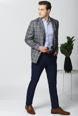 PETER ENGLAND Checkered Single Breasted Formal Men Blazer(Multicolor)