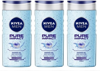 NIVEA Pure Impact Shower Gel - Pack of 3(3 x 250 ml)