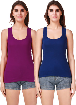 17.Hills Casual Solid Women Purple, Blue Top