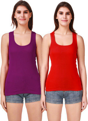 17.Hills Casual Solid Women Purple, Red Top