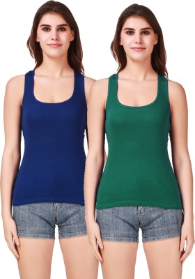 17.Hills Casual Solid Women Green, Blue Top