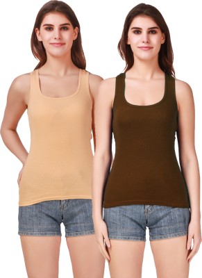 17.Hills Casual Solid Women Brown, Beige Top