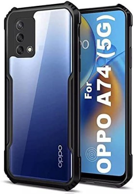 Creativo Back Cover for Oppo A74 5G (Black, Transparent Camera Bump Protector,))(Transparent, Grip Case, Silicon, Pack of: 1)