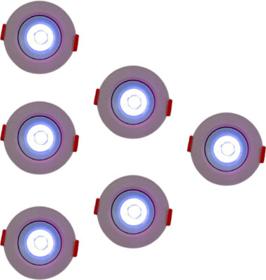 D'Mak COB Spot Light - 3 Watt - Round (4000K), Pack of 6 Recessed Ceiling Light Ceiling Lamp(Blue)
