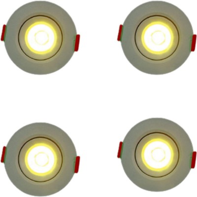 D'Mak D'mak LED COB/Spot Light/Button Light (Warm White) Round pack of 4 Recessed Ceiling Lamp(Yellow)
