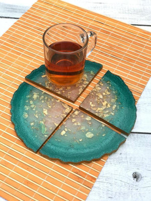 DULI Triangle Reversible Resin Coaster Set(Pack of 4)