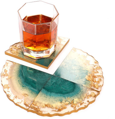 DULI Triangle Reversible Resin Coaster Set(Pack of 4)